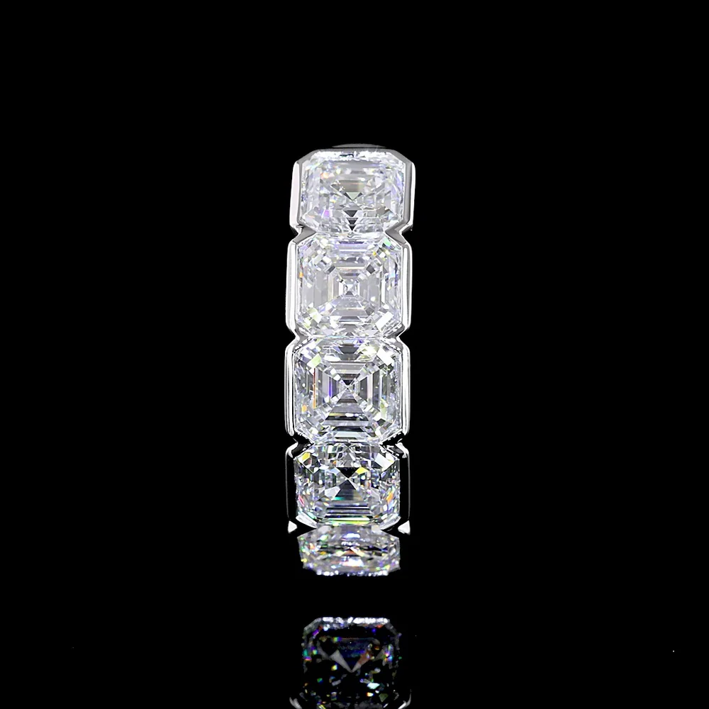 14K White Gold 5-Stone Eternity Band with Asscher Cut Lab Diamonds - 3.04 Carats Total Diamond Weight - Covaloro Fine Jewelry - Image 4