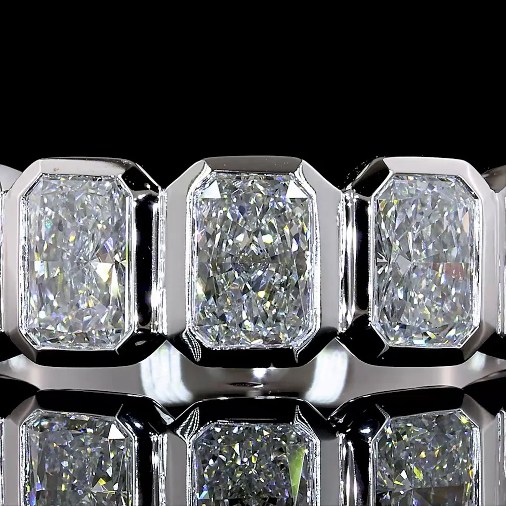 14K White Gold 5-Stone Eternity Band with Bezel Set North-South Radiant Cut Lab Diamonds - 2.07 Carat Total Weight - Covaloro Fine Jewelry - Image 2