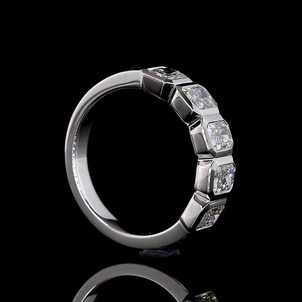 14K White Gold 5-Stone Eternity Band with Bezel Set North-South Radiant Cut Lab Diamonds - 2.07 Carat Total Weight - Covaloro Fine Jewelry - Image 3