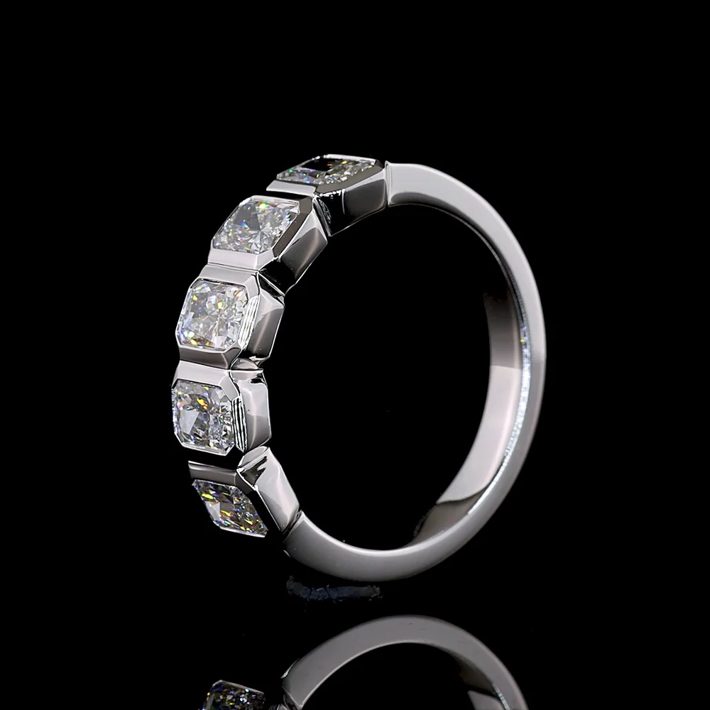 14K White Gold 5-Stone Eternity Band with Bezel Set North-South Radiant Cut Lab Diamonds - 2.07 Carat Total Weight - Covaloro Fine Jewelry - Image 4