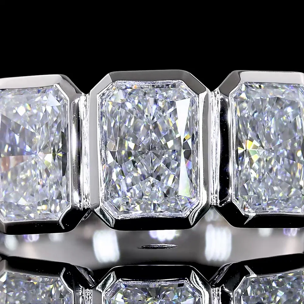 14K White Gold 5-Stone Eternity Band with Bezel Set Radiant Cut Lab Diamonds - 3.00 Carat Total Weight - Covaloro Fine Jewelry - Image 2