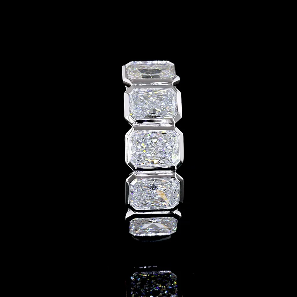 14K White Gold 5-Stone Eternity Band with Bezel Set Radiant Cut Lab Diamonds - 3.00 Carat Total Weight - Covaloro Fine Jewelry - Image 3