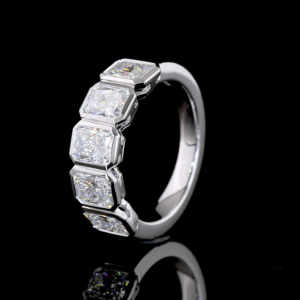 14K White Gold 5-Stone Eternity Band with Bezel Set Radiant Cut Lab Diamonds - 3.00 Carat Total Weight - Covaloro Fine Jewelry - Image 4