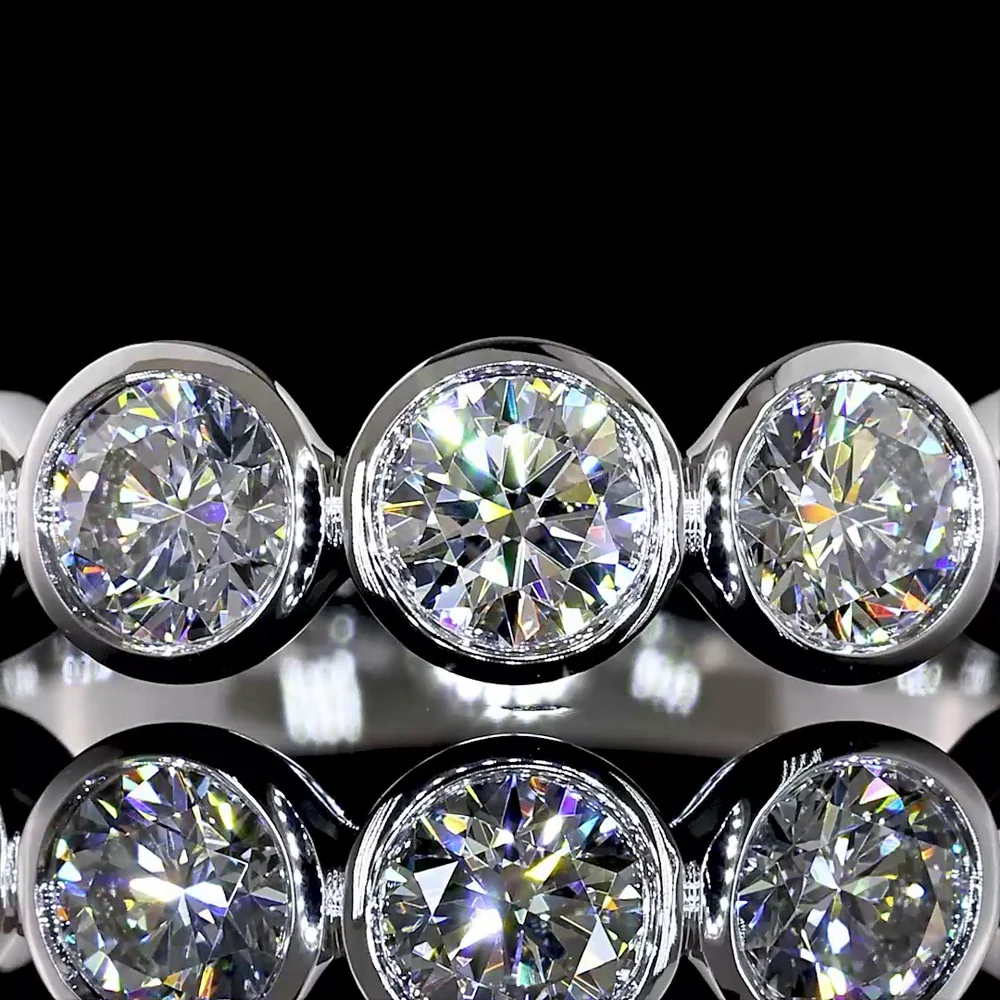 14K White Gold 5-Stone Eternity Band with Bezel-Set Round Lab Diamonds - 0.98 Carat Total Weight - Covaloro Fine Jewelry - Image 2