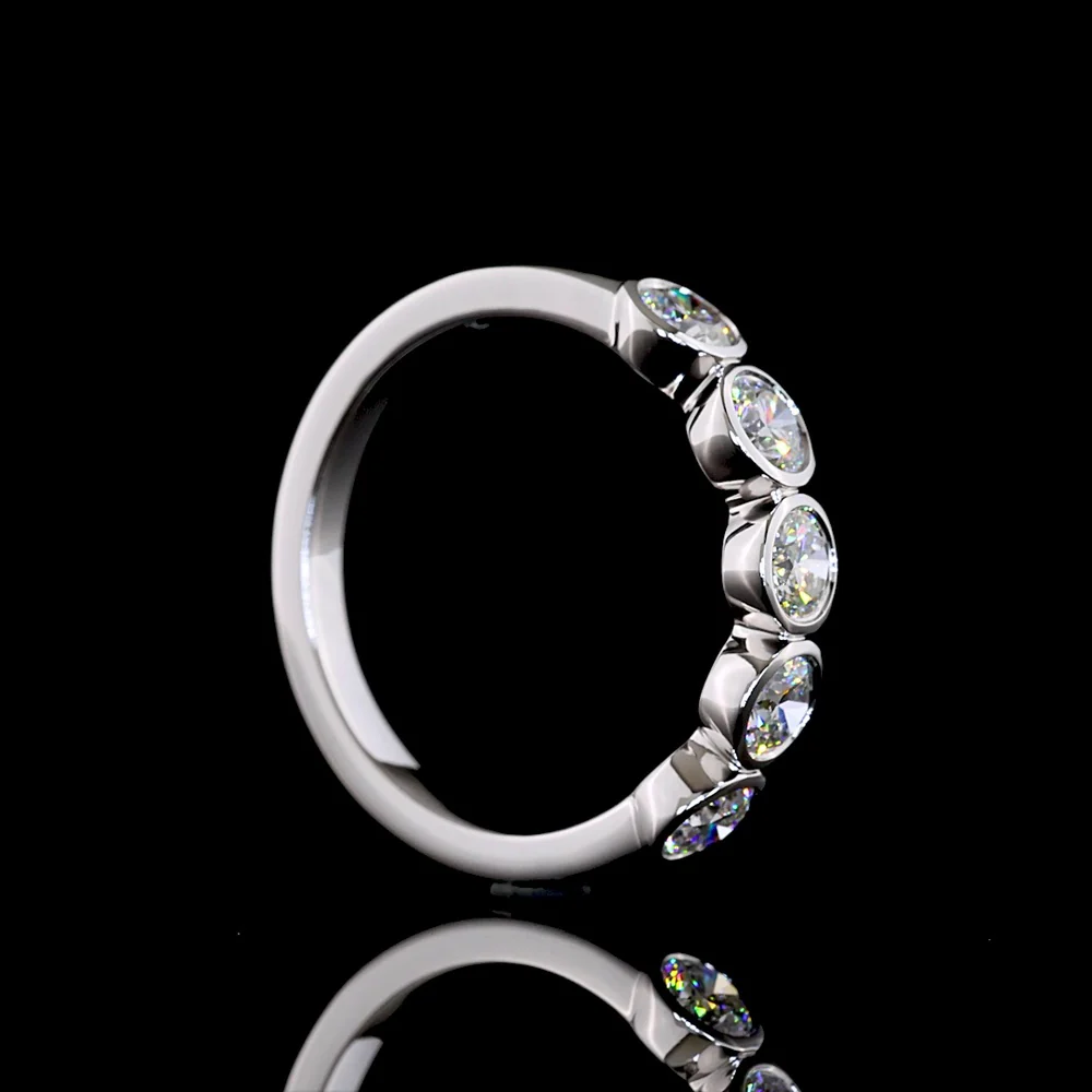 14K White Gold 5-Stone Eternity Band with Bezel-Set Round Lab Diamonds - 0.98 Carat Total Weight - Covaloro Fine Jewelry - Image 3