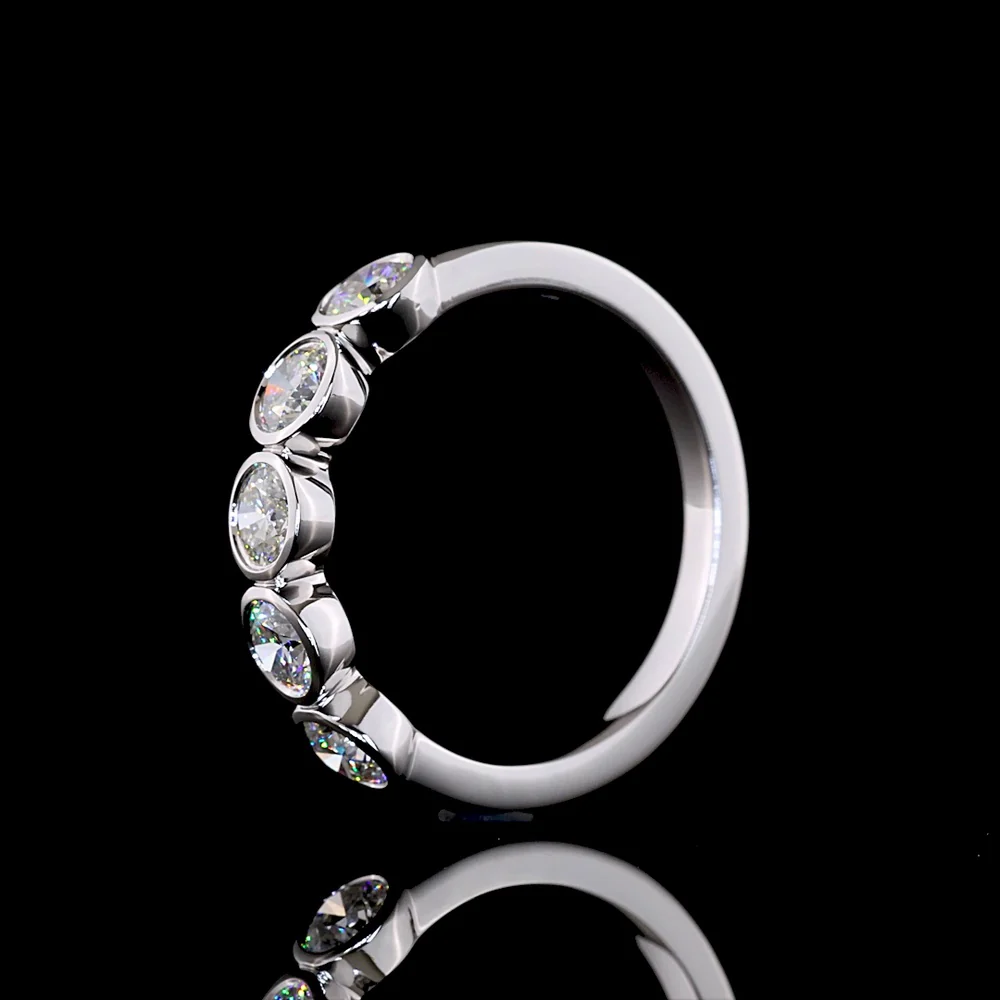 14K White Gold 5-Stone Eternity Band with Bezel-Set Round Lab Diamonds - 0.98 Carat Total Weight - Covaloro Fine Jewelry - Image 4