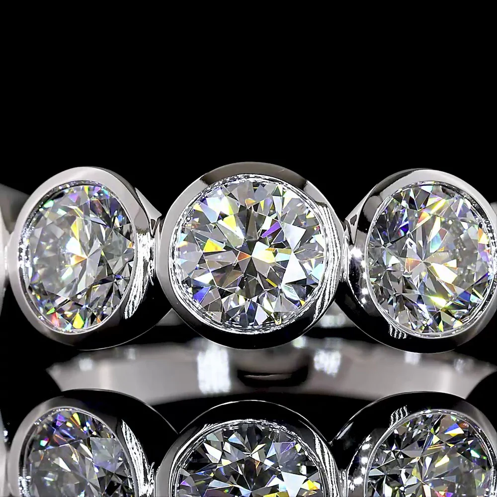 14K White Gold 5-Stone Eternity Band with Bezel Set Round Lab Diamonds - 3.05 Carats Total Diamond Weight - Covaloro Fine Jewelry - Image 2
