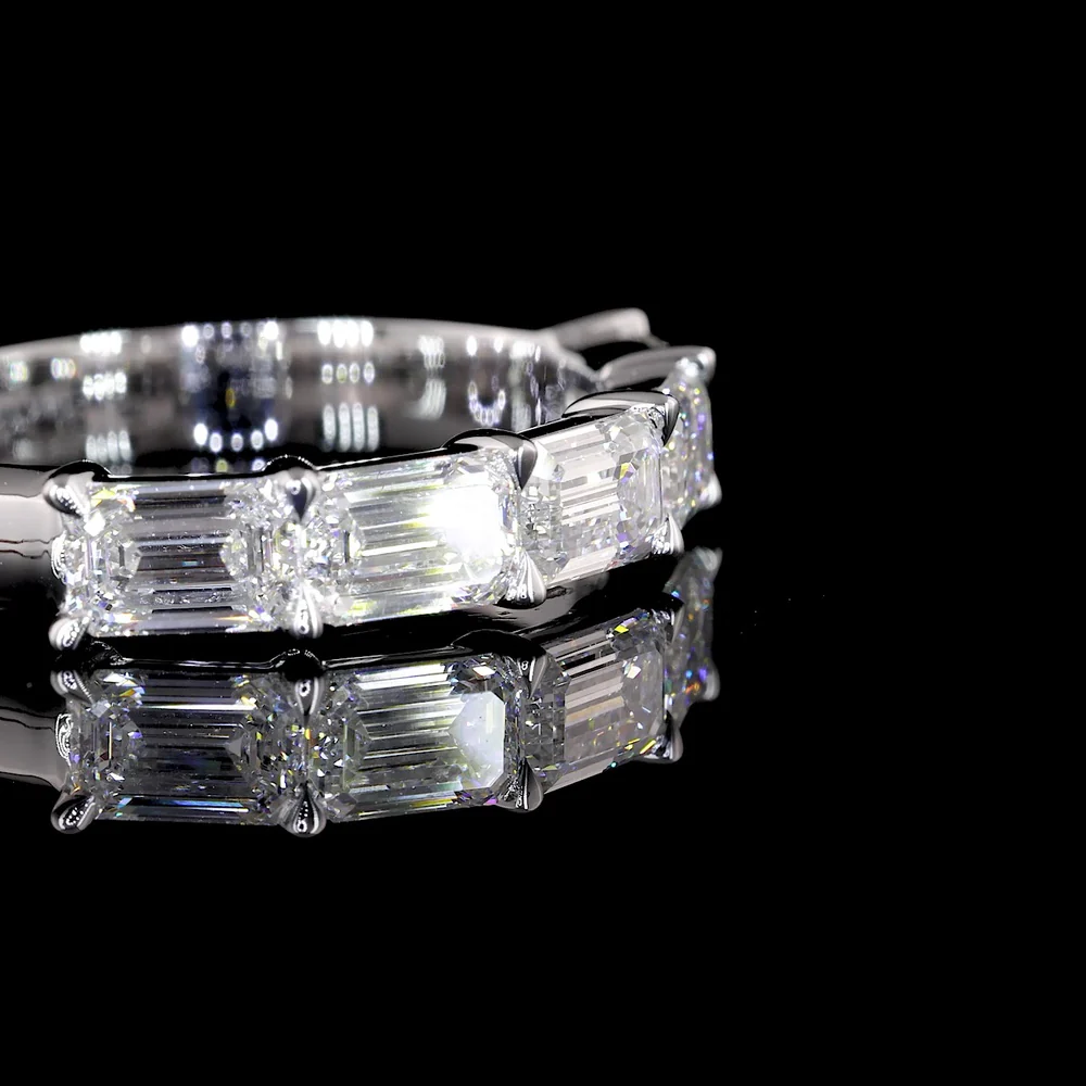 14K White Gold 5-Stone Eternity Band with East-West Set Emerald Cut Lab Diamonds - 1.57 Carats Total Diamond Weight - Covaloro Fine Jewelry - Image 2
