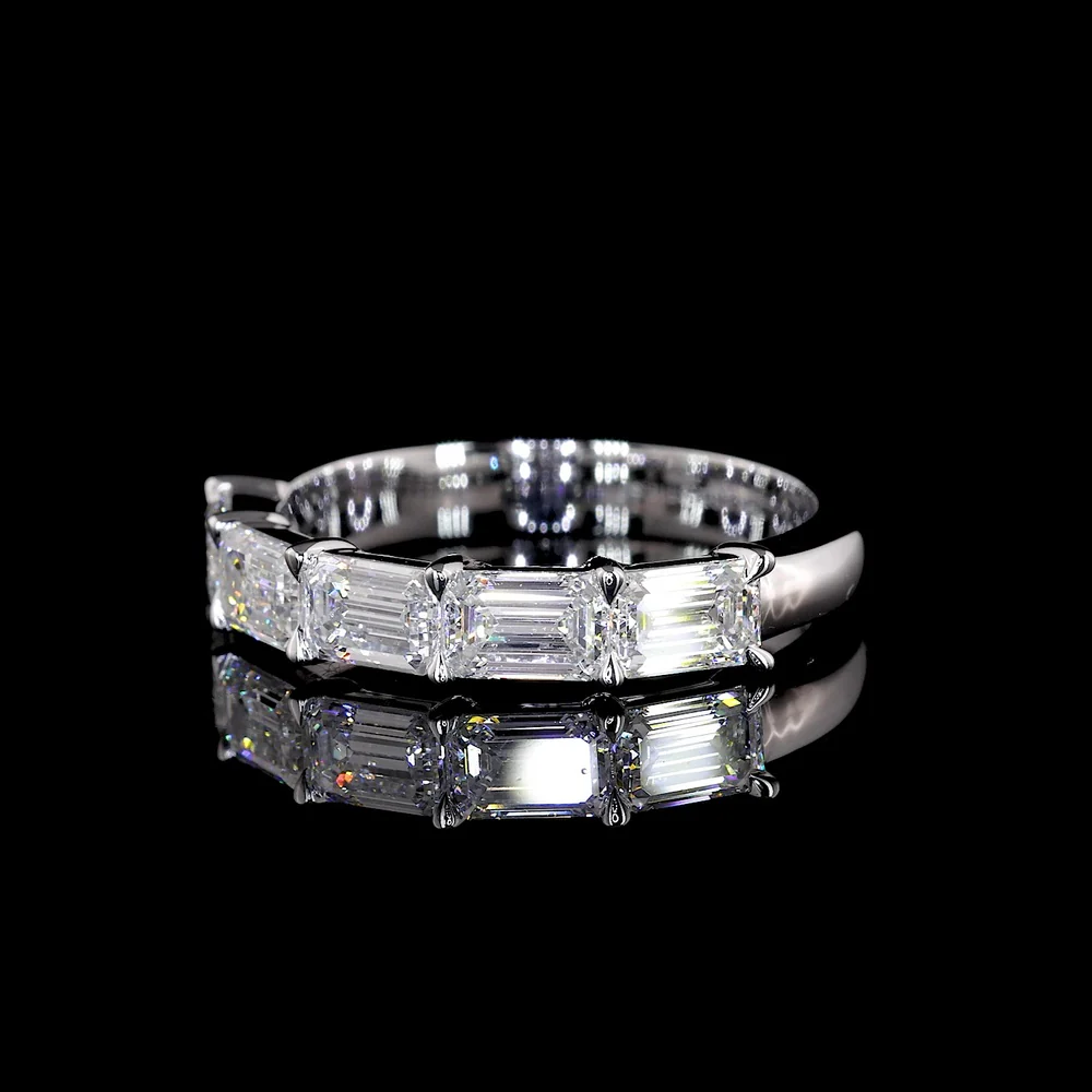 14K White Gold 5-Stone Eternity Band with East-West Set Emerald Cut Lab Diamonds - 1.57 Carats Total Diamond Weight - Covaloro Fine Jewelry - Image 3