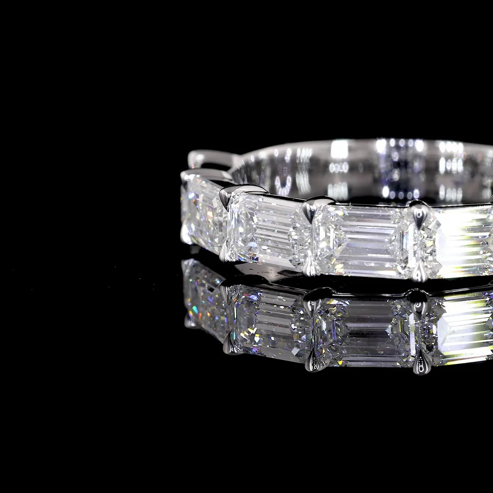14K White Gold 5-Stone Eternity Band with East-West Set Emerald Cut Lab Diamonds - 1.57 Carats Total Diamond Weight - Covaloro Fine Jewelry - Image 4