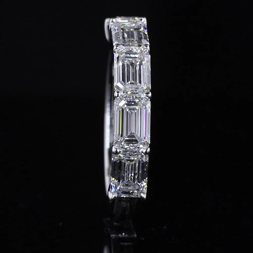 14K White Gold 5-Stone Eternity Band with East-West Set Emerald Cut Lab Diamonds - 2.19 Carats Total Diamond Weight - Covaloro Fine Jewelry - Image 2