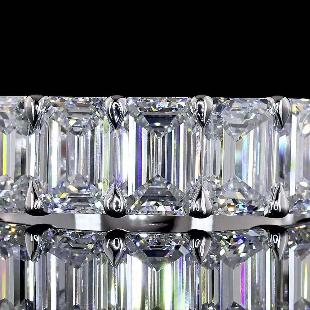 14K White Gold 5-Stone Eternity Band with Emerald Cut Lab Diamonds - 2.11 Carat Total Weight E-F VS1 - Covaloro Fine Jewelry - Image 2
