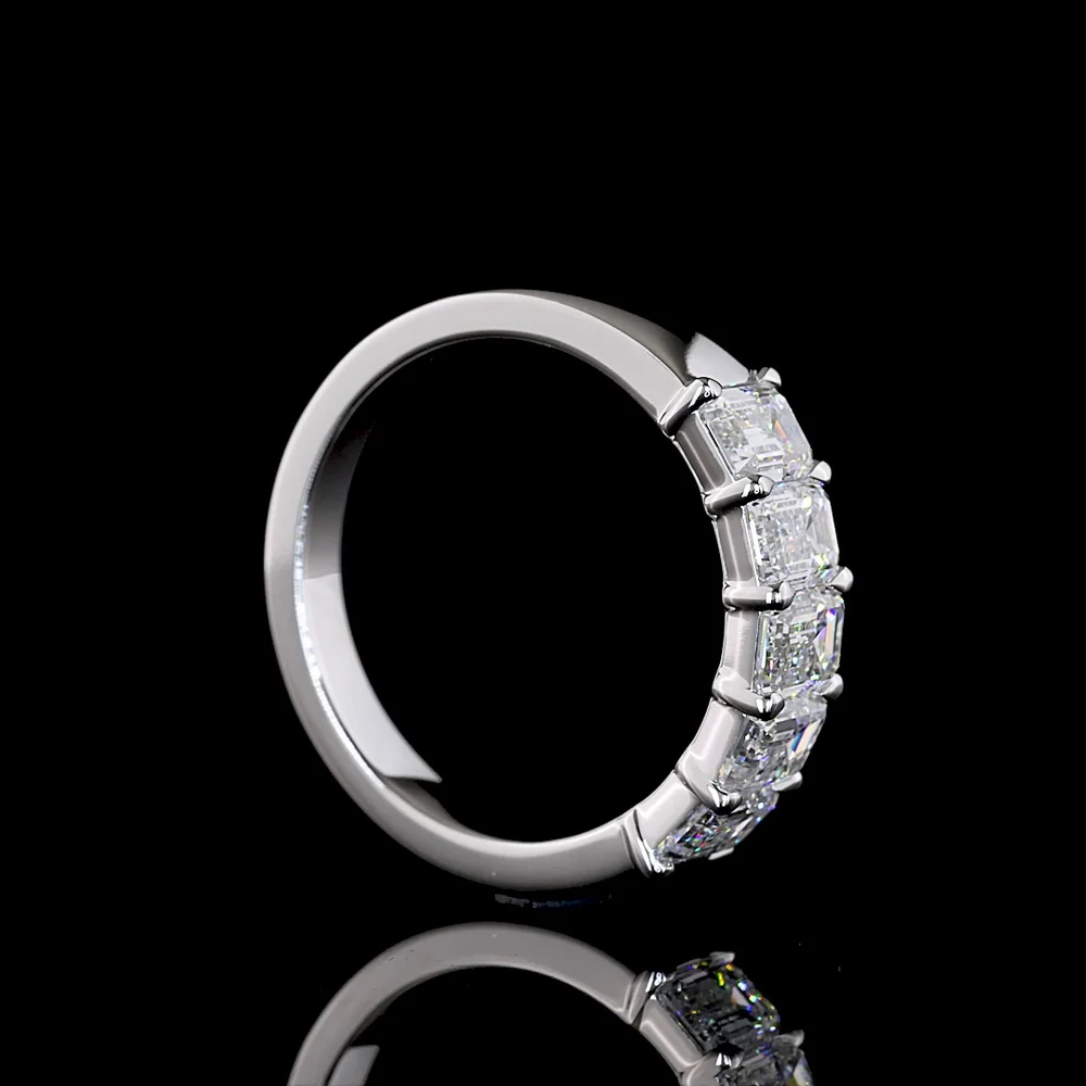 14K White Gold 5-Stone Eternity Band with Emerald Cut Lab Diamonds - 2.11 Carat Total Weight E-F VS1 - Covaloro Fine Jewelry - Image 3