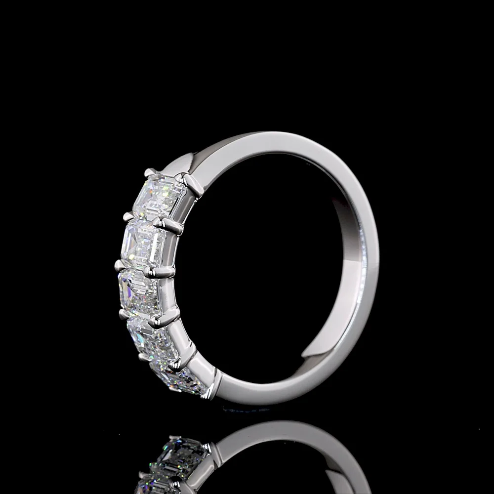 14K White Gold 5-Stone Eternity Band with Emerald Cut Lab Diamonds - 2.11 Carat Total Weight E-F VS1 - Covaloro Fine Jewelry - Image 4