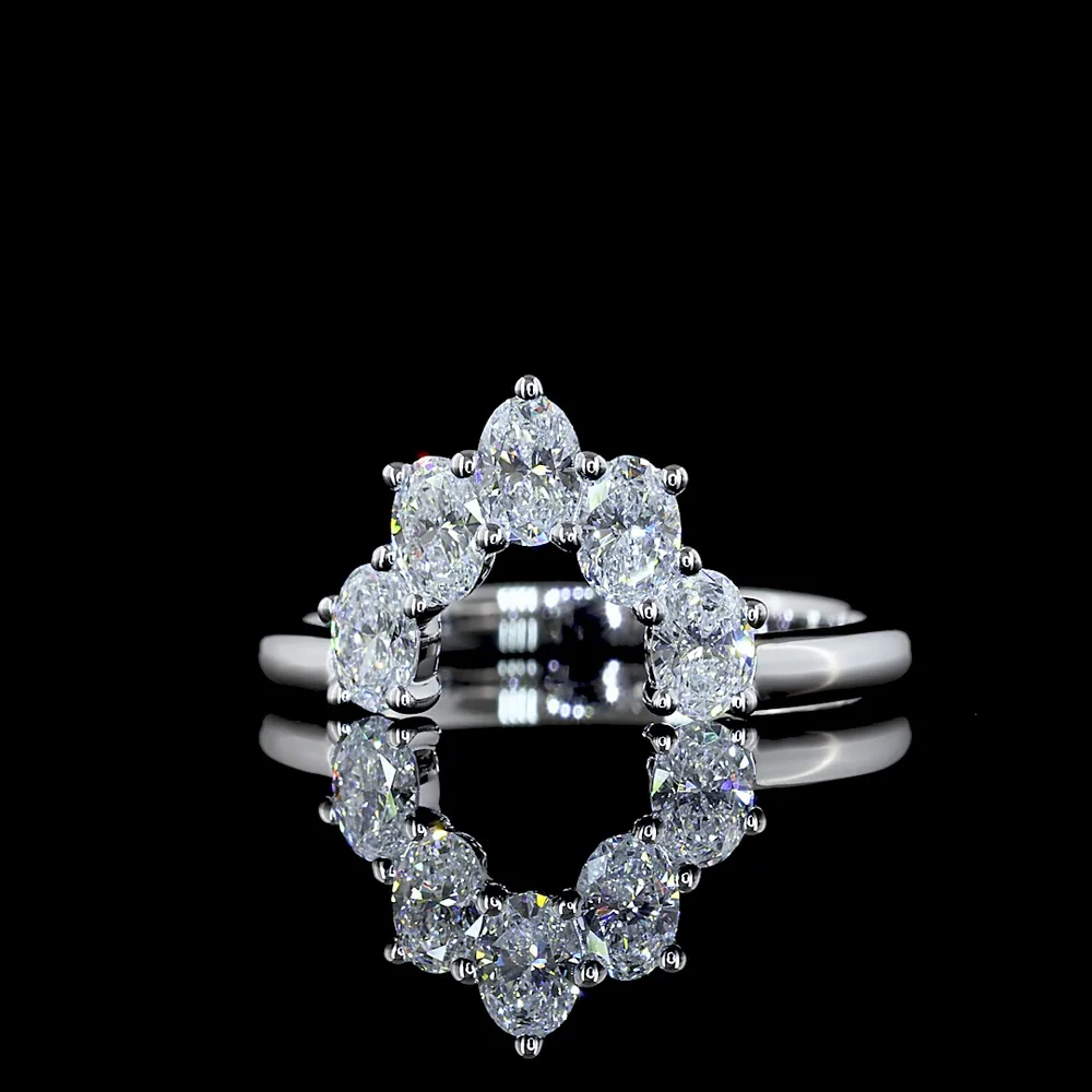 14K White Gold 5 Stone Eternity Band with North-South Prong Set Oval Lab Diamonds - 0.68 Total Carat Weight, E-F Color, VS Clarity - Covaloro Fine Jewelry