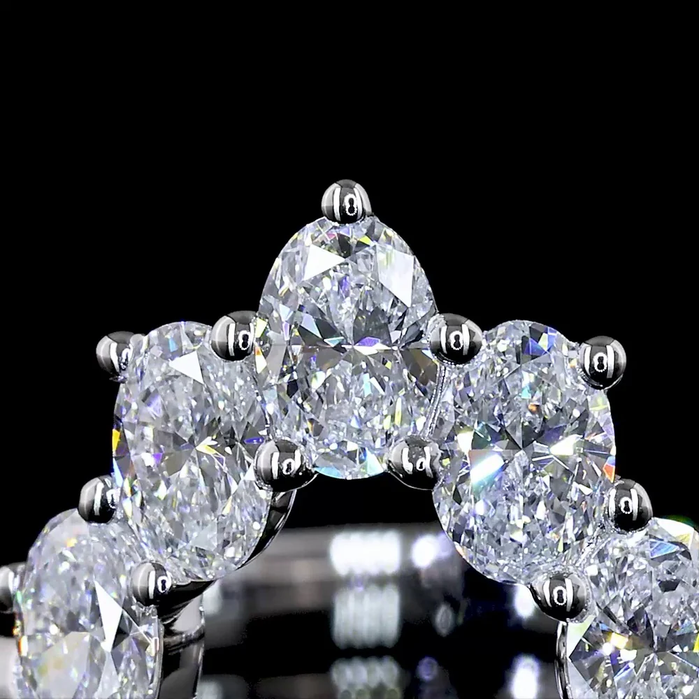 14K White Gold 5 Stone Eternity Band with North-South Prong Set Oval Lab Diamonds - 0.68 Total Carat Weight, E-F Color, VS Clarity - Covaloro Fine Jewelry - Image 2