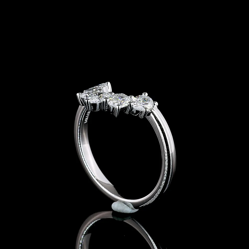 14K White Gold 5 Stone Eternity Band with North-South Prong Set Oval Lab Diamonds - 0.68 Total Carat Weight, E-F Color, VS Clarity - Covaloro Fine Jewelry - Image 3