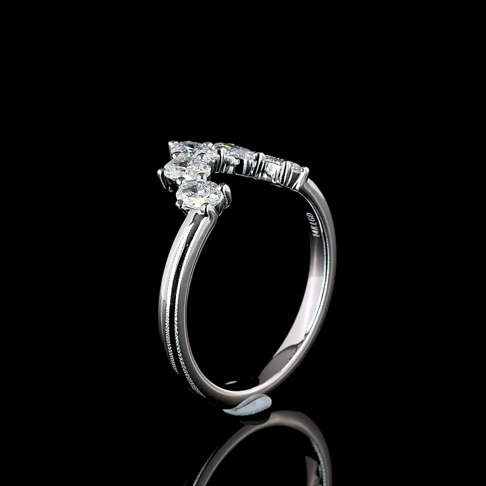 14K White Gold 5 Stone Eternity Band with North-South Prong Set Oval Lab Diamonds - 0.68 Total Carat Weight, E-F Color, VS Clarity - Covaloro Fine Jewelry - Image 4
