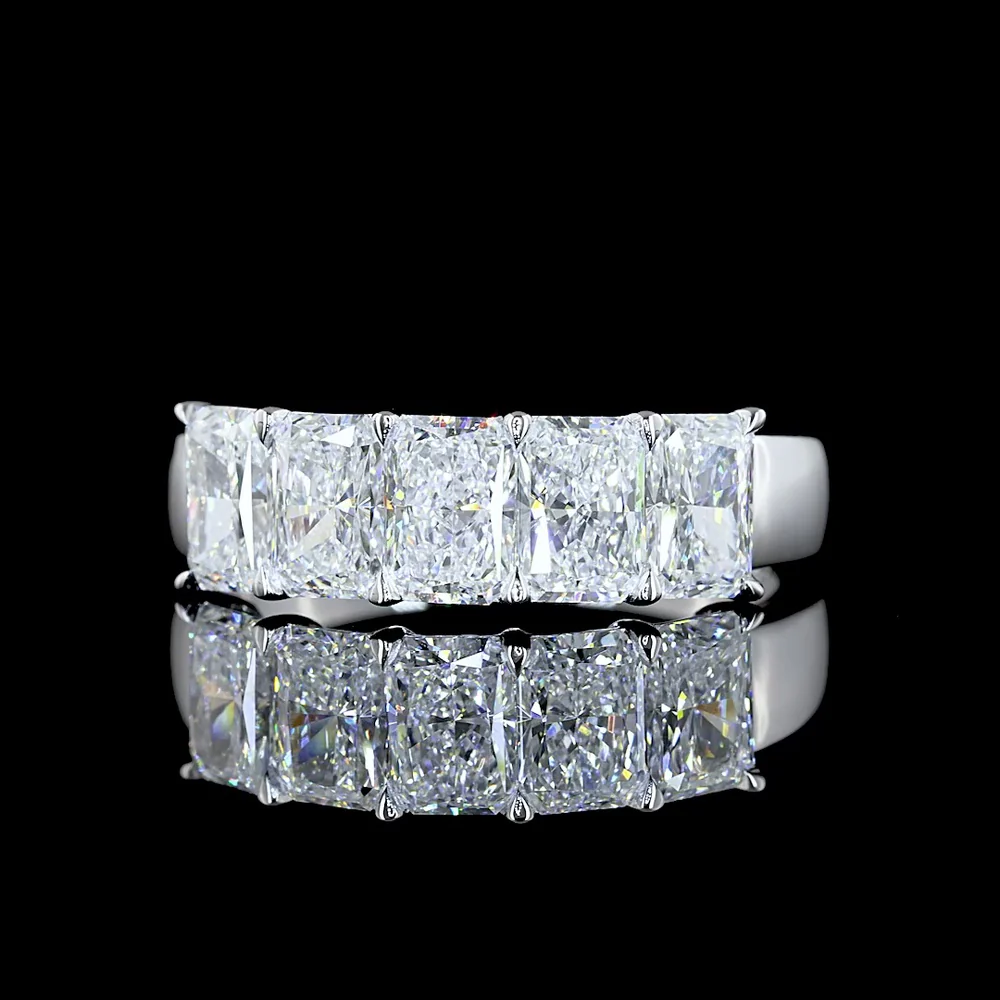 14K White Gold 5-Stone Eternity Band with North-South Prong Set Radiant Cut Lab Diamonds - 1.99 Carats Total Diamond Weight - Covaloro Fine Jewelry