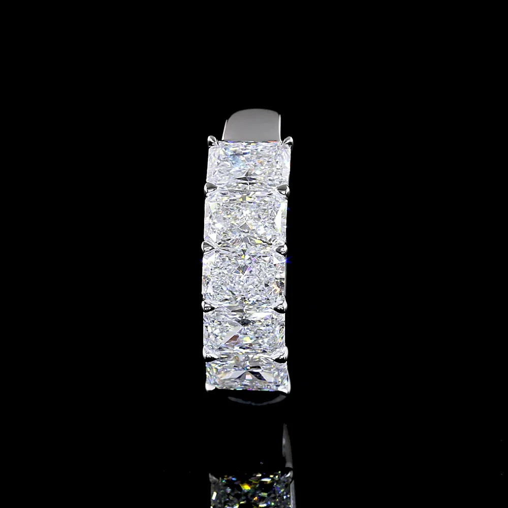 14K White Gold 5-Stone Eternity Band with North-South Prong Set Radiant Cut Lab Diamonds - 1.99 Carats Total Diamond Weight - Covaloro Fine Jewelry - Image 3
