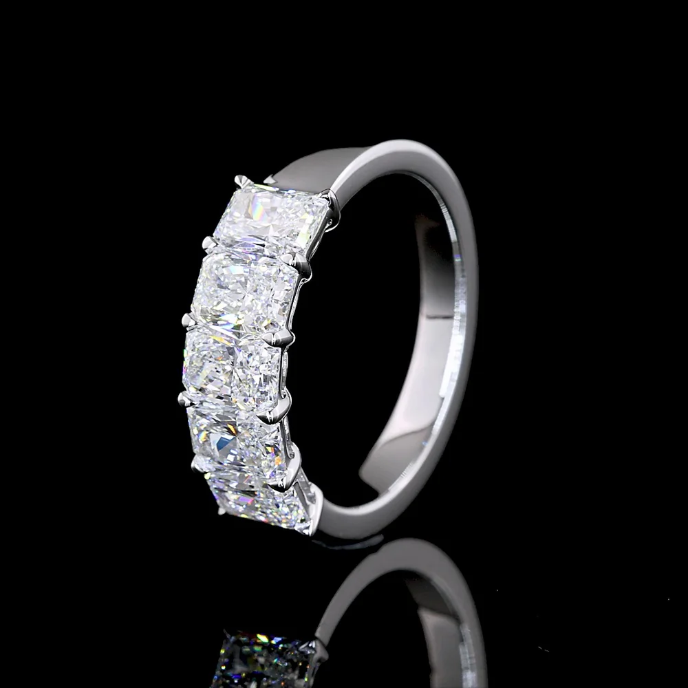 14K White Gold 5-Stone Eternity Band with North-South Prong Set Radiant Cut Lab Diamonds - 1.99 Carats Total Diamond Weight - Covaloro Fine Jewelry - Image 4