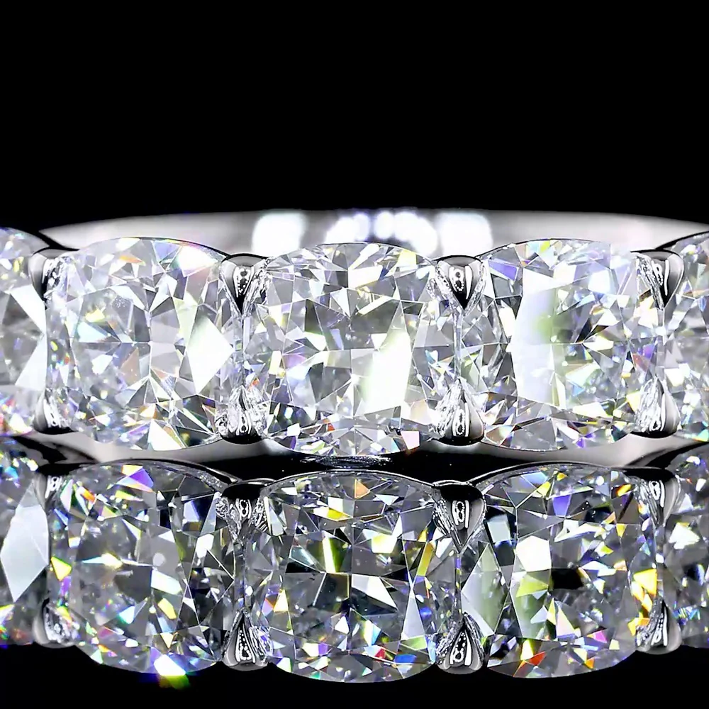 14K White Gold 5-Stone Eternity Band with Prong Set Square Cushion Brilliant Lab Diamonds - 2.05 Carat Total Diamond Weight - Covaloro Fine Jewelry - Image 2