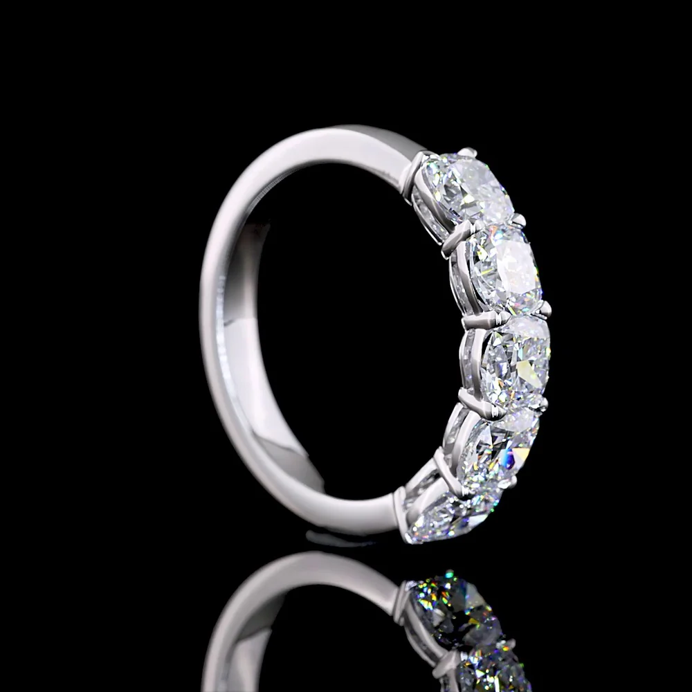14K White Gold 5-Stone Eternity Band with Prong Set Square Cushion Brilliant Lab Diamonds - 2.05 Carat Total Diamond Weight - Covaloro Fine Jewelry - Image 3