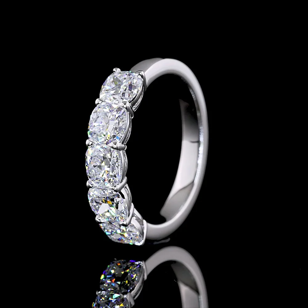 14K White Gold 5-Stone Eternity Band with Prong Set Square Cushion Brilliant Lab Diamonds - 2.05 Carat Total Diamond Weight - Covaloro Fine Jewelry - Image 4
