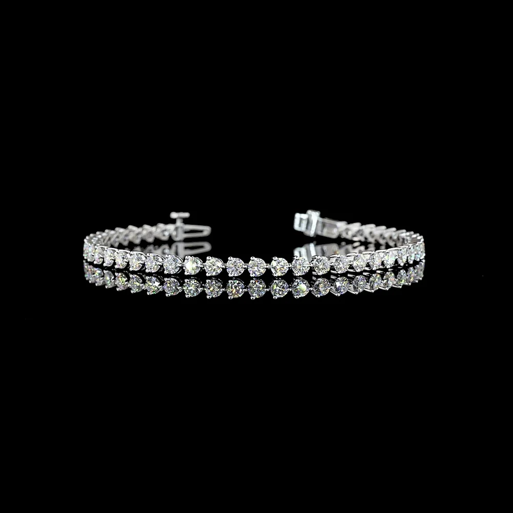 14K White Gold 5-Stone Tennis Bracelet with Round Cut Lab Diamonds - 0.54 Carat Total Weight, E-F Color VS1 Clarity - Covaloro Fine Jewelry