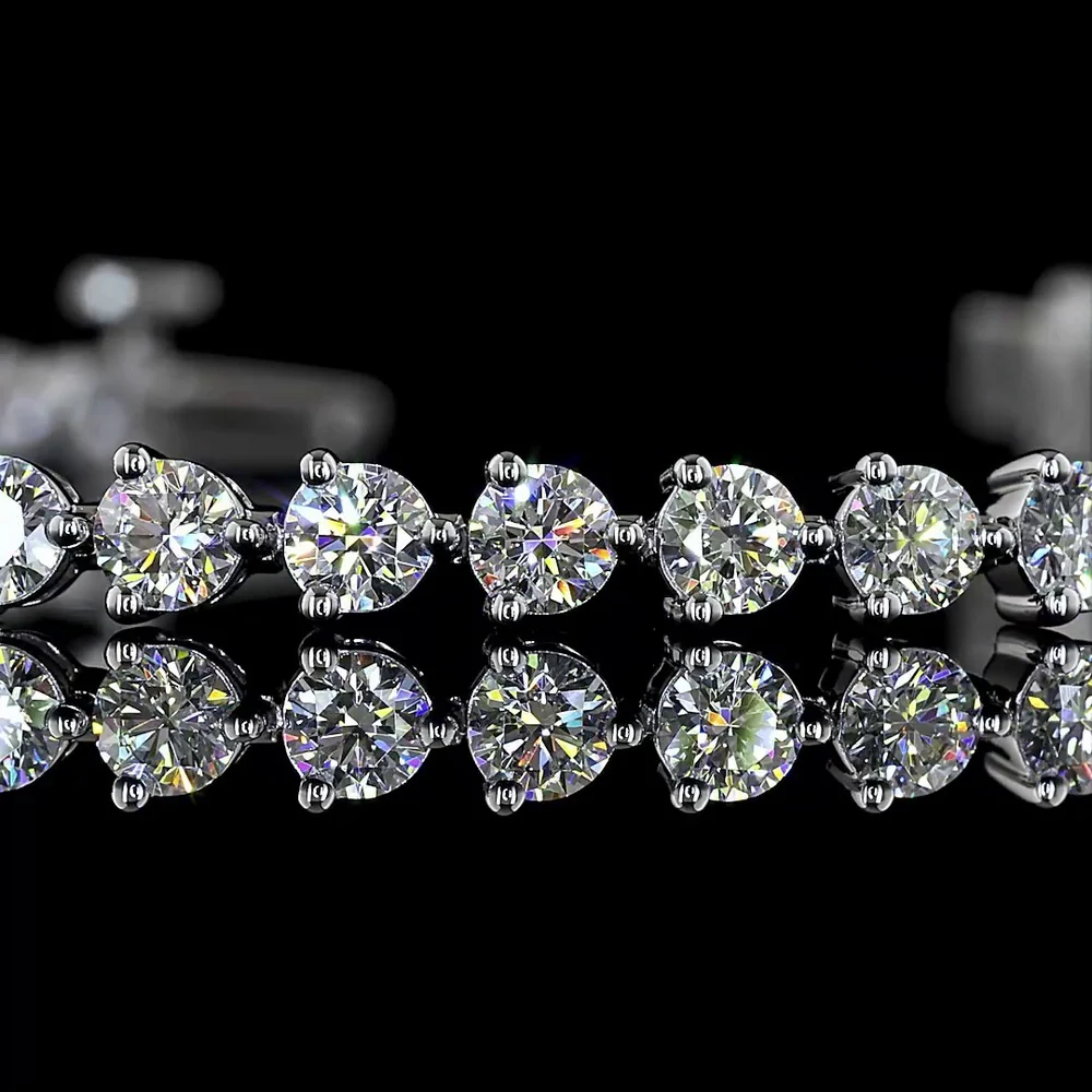 14K White Gold 5-Stone Tennis Bracelet with Round Cut Lab Diamonds - 0.54 Carat Total Weight, E-F Color VS1 Clarity - Covaloro Fine Jewelry - Image 2