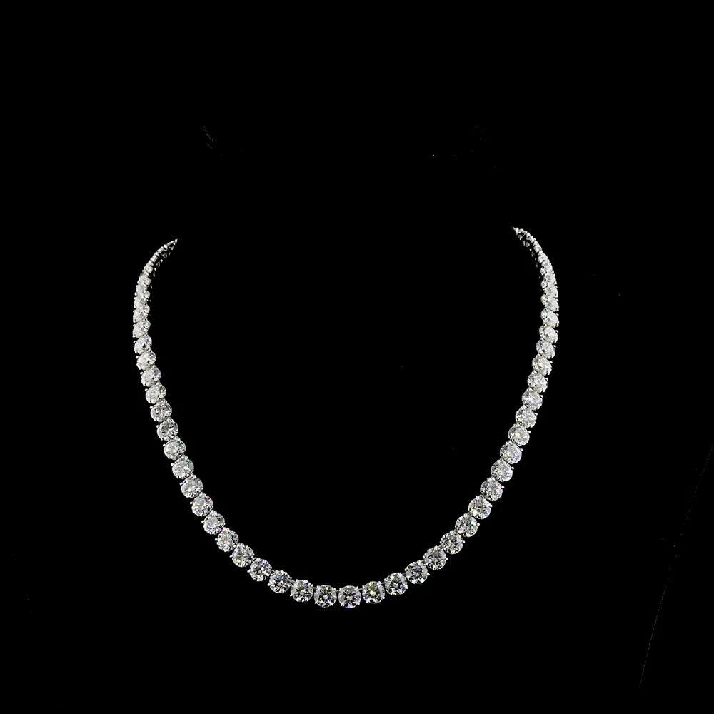 14K White Gold 50.25 Carat Round and Marquise Tennis Necklace with Prong Set Lab Diamonds - 76 Stones Total - Covaloro Fine Jewelry