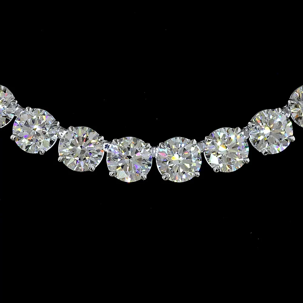 14K White Gold 50.25 Carat Round and Marquise Tennis Necklace with Prong Set Lab Diamonds - 76 Stones Total - Covaloro Fine Jewelry - Image 2
