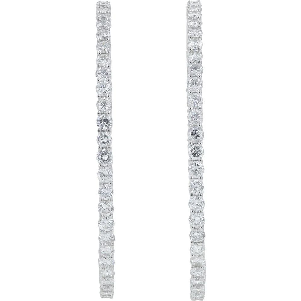 14K White Gold 6.11 Carat Inside - Out Diamond Hoops - 6.11 Carat Total Diamond Weight - Image 3