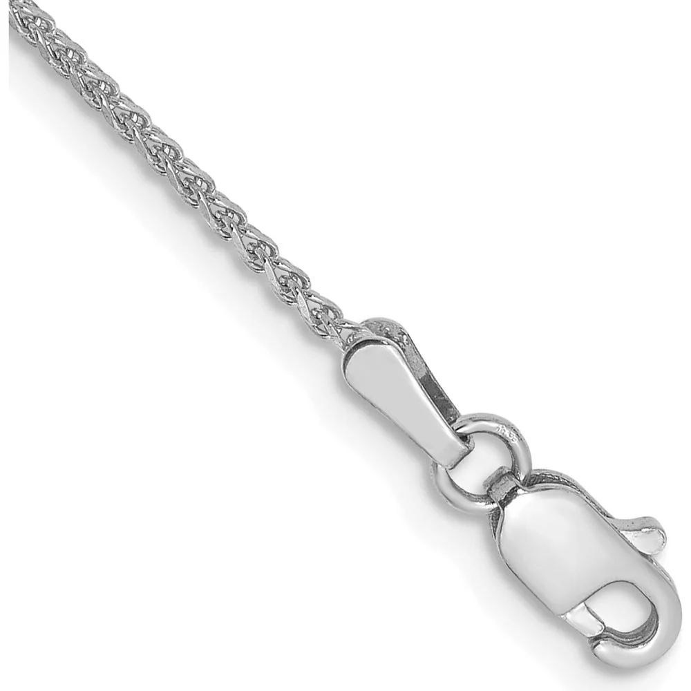 14K White Gold 6" Diamond-Cut Spiga Chain Bracelet with Lobster Clasp by Oro Pregiato