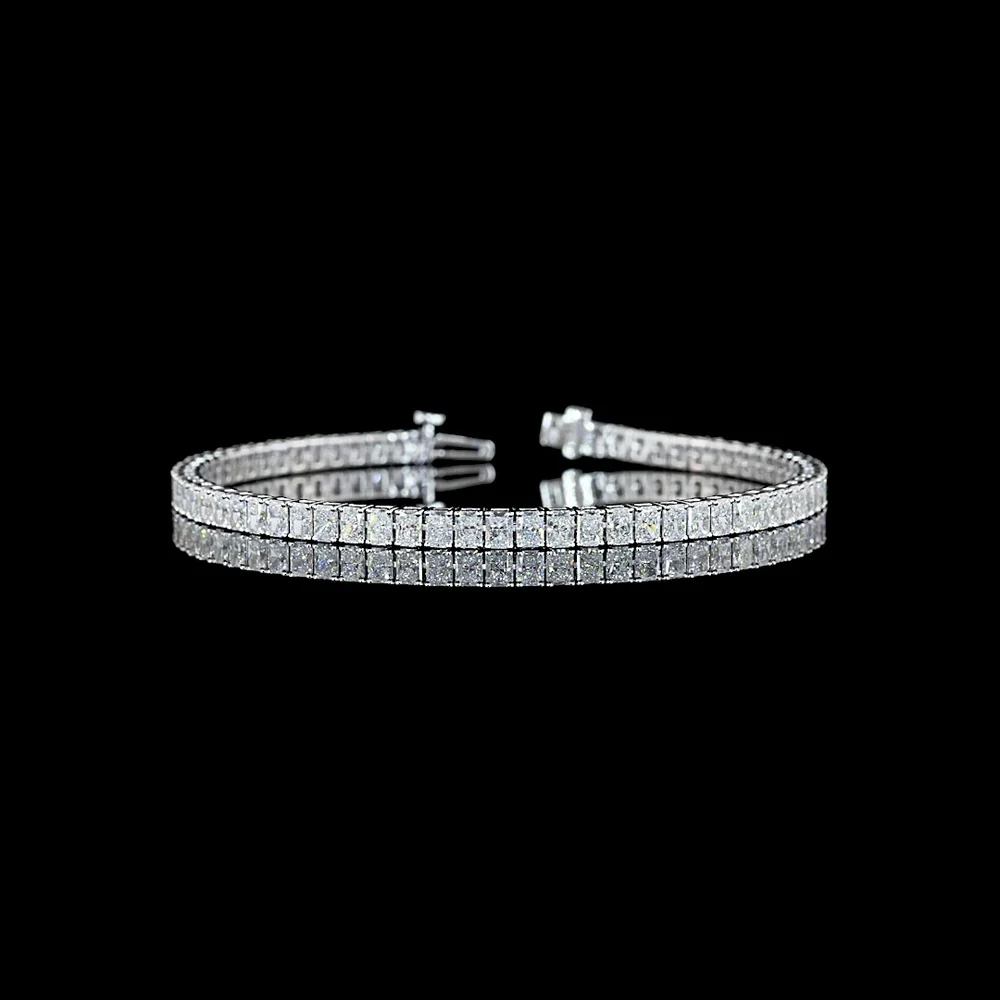 14K White Gold 68-Stone Radiant Cut Lab Diamond Tennis Bracelet - 6.33 Carats Total Diamond Weight - Covaloro Fine Jewelry