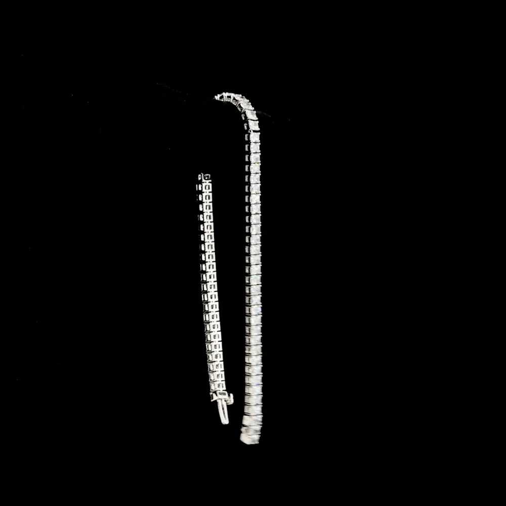 14K White Gold 68-Stone Radiant Cut Lab Diamond Tennis Bracelet - 6.33 Carats Total Diamond Weight - Covaloro Fine Jewelry - Image 3