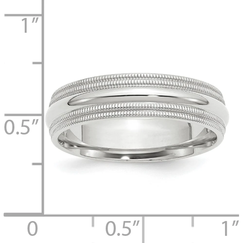 14K White Gold 6mm Double Milgrain Comfort Fit Wedding Band - Size 11.5 by Luciano & Cie - Image 4
