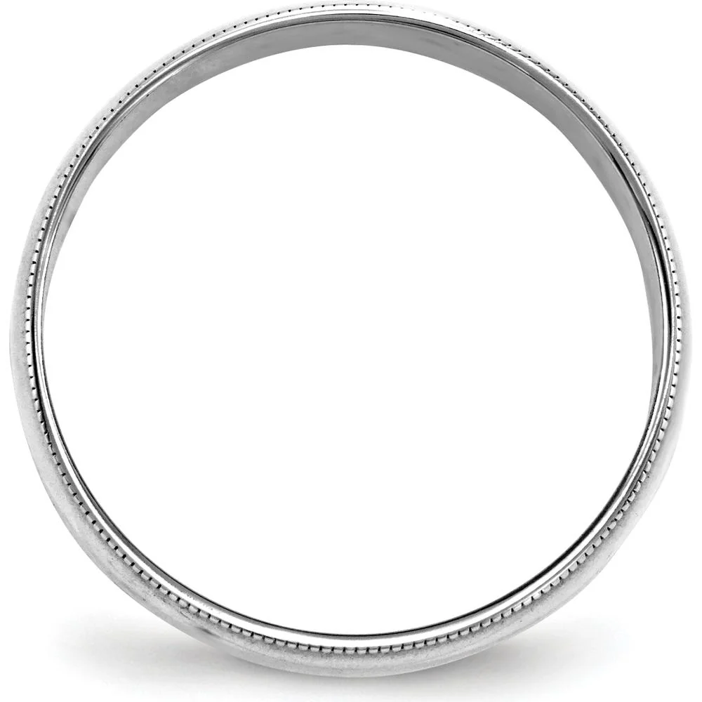 14K White Gold 6mm Lightweight Milgrain Half Round Wedding Band - Size 10.5 by Luciano & Cie - Image 2