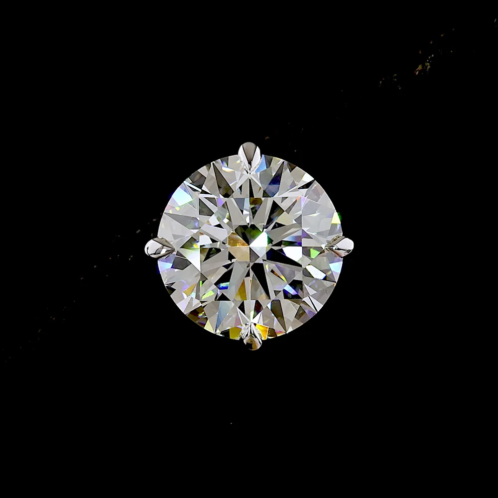 14K White Gold 7.02 Carat Total Weight Round Brilliant Cut Lab Diamond Stud Earrings with E-F VVS2 Clarity and Four-Prong Settings - Covaloro Fine Jewelry - Image 2