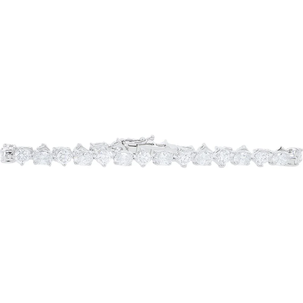 14K White Gold 7.20 Carat Total Weight Lab Grown Diamond Tennis Bracelet - Prong Set Round Diamonds