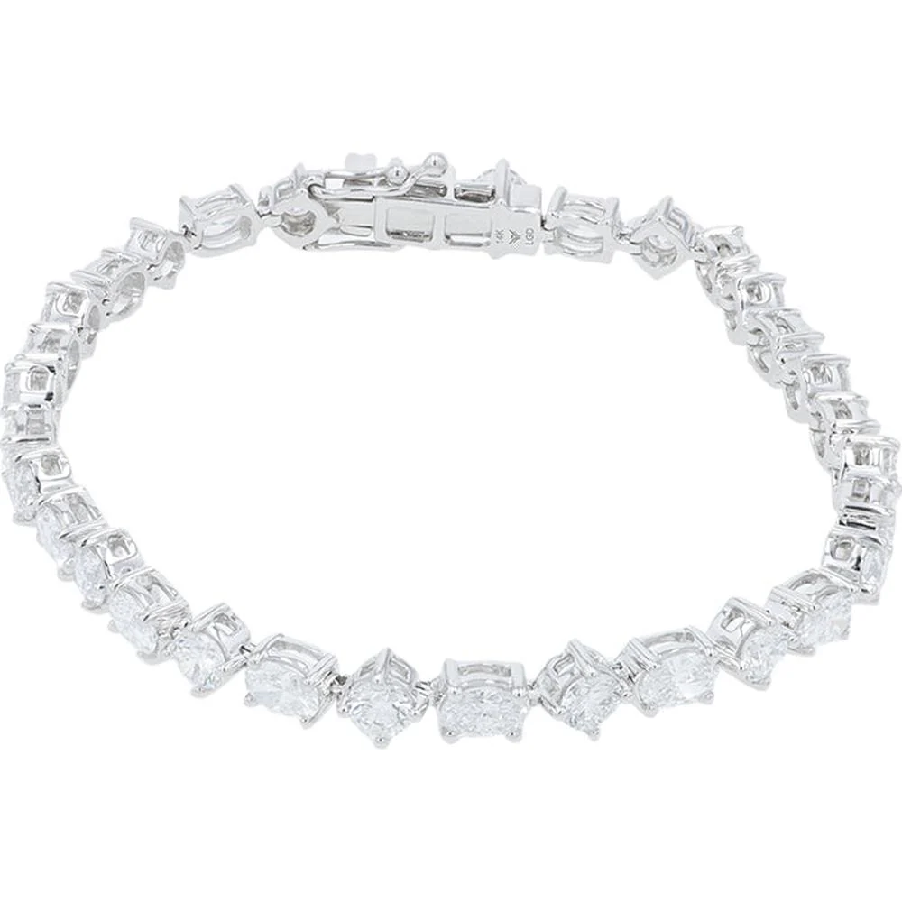 14K White Gold 7.20 Carat Total Weight Lab Grown Diamond Tennis Bracelet - Prong Set Round Diamonds - Image 2