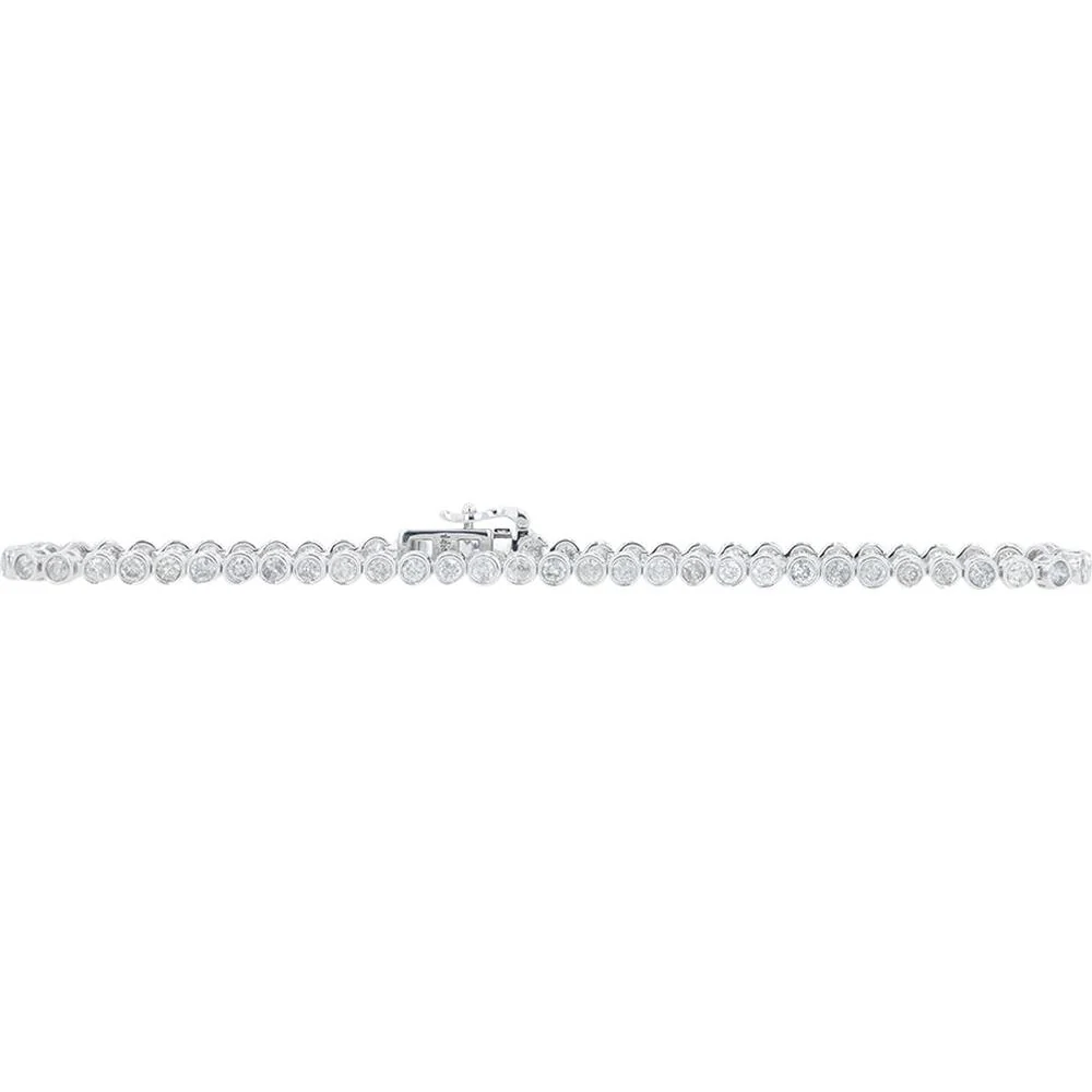 14K White Gold 7.25" Bezel Set Diamond Tennis Bracelet - 2.00 Carat Total Diamond Weight