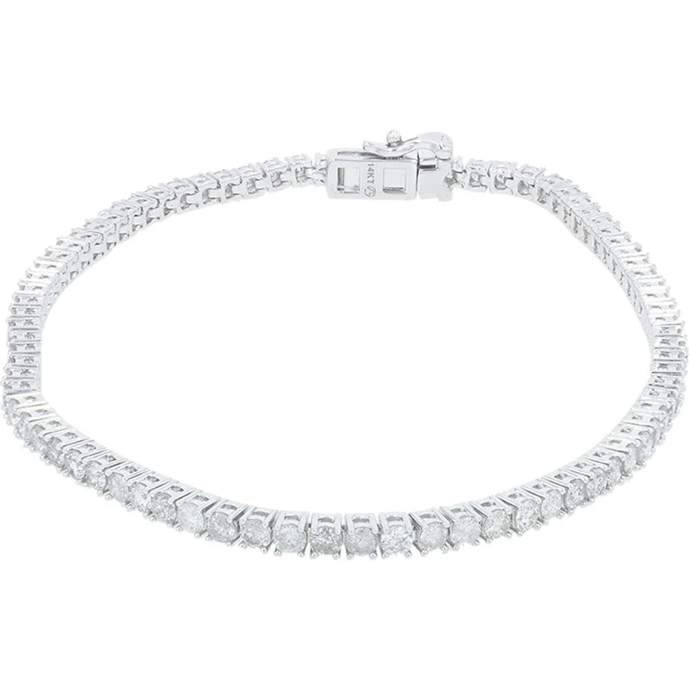 14K White Gold 7.25 - Inch Diamond Tennis Bracelet - 3.00 Carat Total Diamond Weight - Image 2