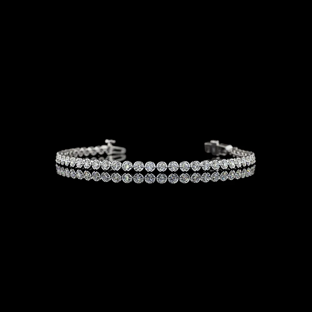 14K White Gold 7.25" Tennis Bracelet with 47 Bezel-Prong Set Round Natural Diamonds - 1.82 Carats Total Diamond Weight - Covaloro Fine Jewelry