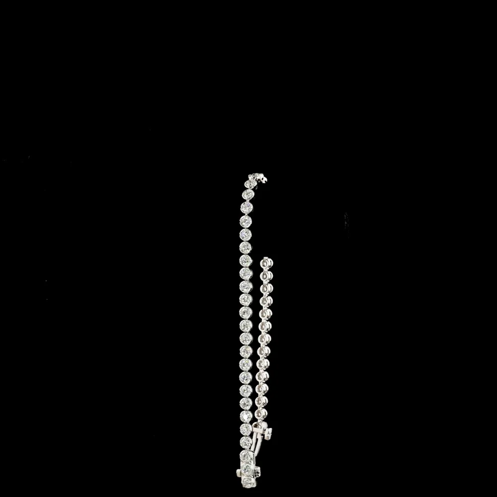 14K White Gold 7.25" Tennis Bracelet with 47 Bezel-Prong Set Round Natural Diamonds - 1.82 Carats Total Diamond Weight - Covaloro Fine Jewelry - Image 3