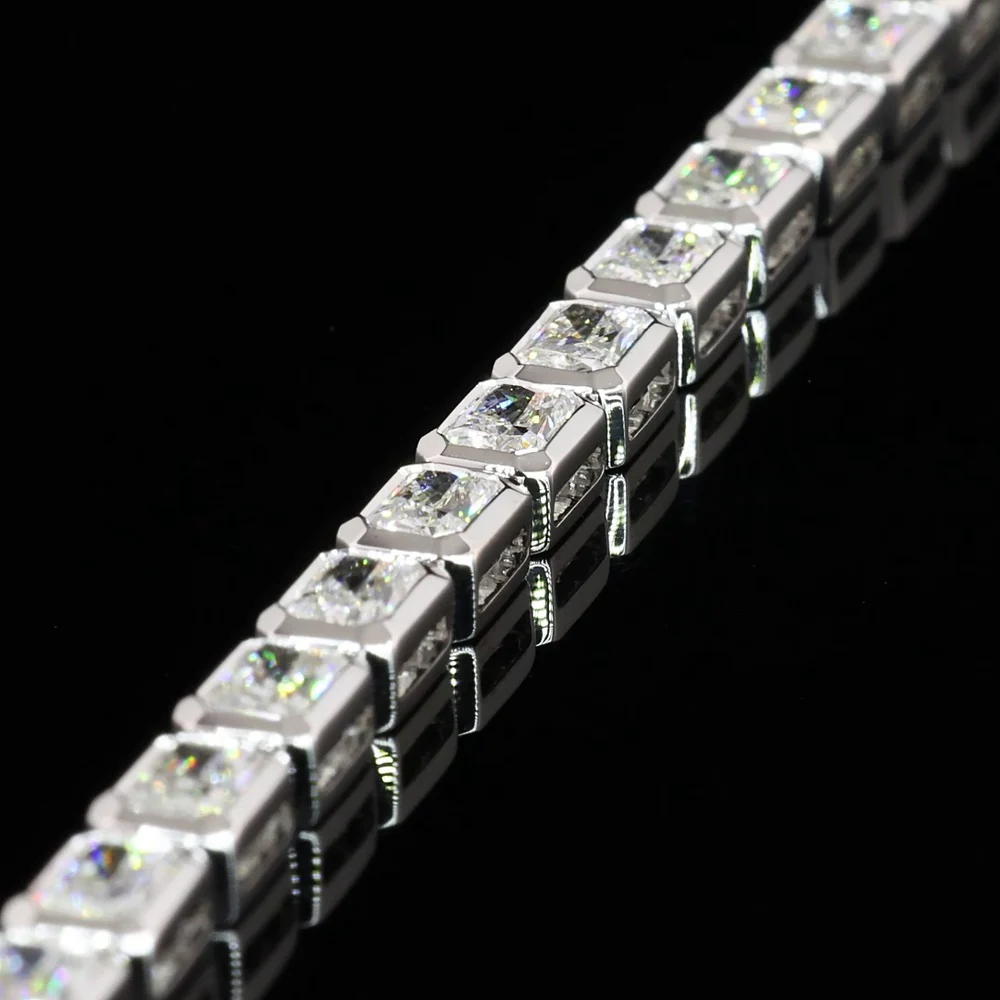 14K White Gold 7.25" Tennis Bracelet with East-West Bezel Set Radiant Cut Lab Diamonds - 5.01 Carat Total Weight (E-F VS2) - Covaloro Fine Jewelry - Image 2