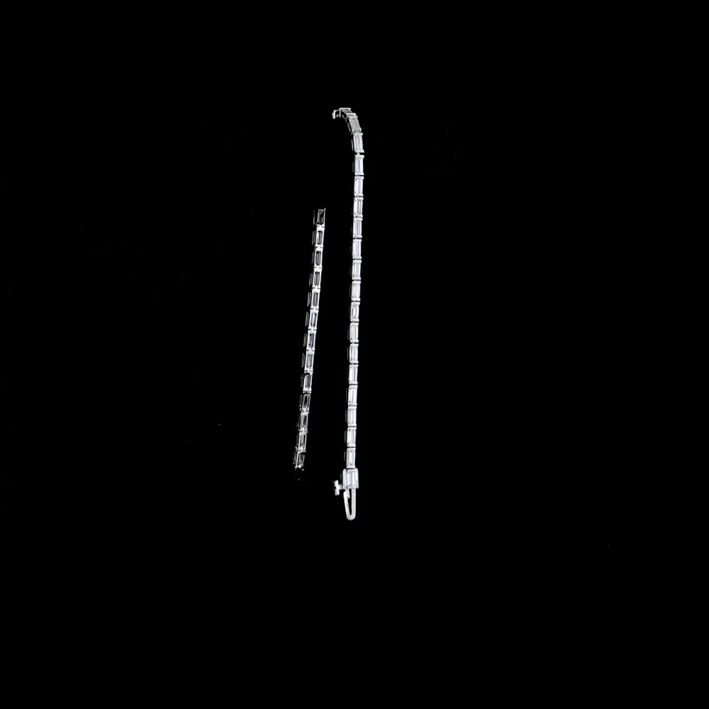 14K White Gold 7.25" Tennis Bracelet with East-West Half Bezel Set Baguette Lab Diamonds - 3.08 Carat Total Weight - Covaloro Fine Jewelry - Image 3