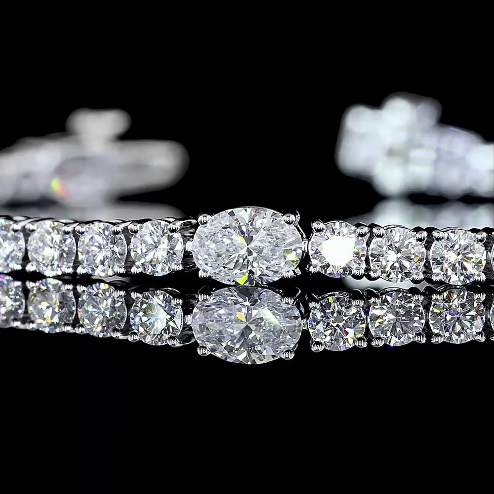 14K White Gold 7.25" Tennis Bracelet with East-West Oval and Round Lab Grown Diamonds - 5.28 Carat Total Weight - Covaloro Fine Jewelry - Image 2