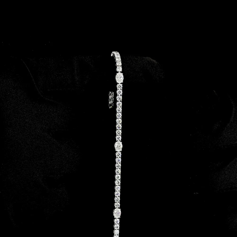 14K White Gold 7.25" Tennis Bracelet with East-West Oval and Round Lab Grown Diamonds - 5.28 Carat Total Weight - Covaloro Fine Jewelry - Image 3