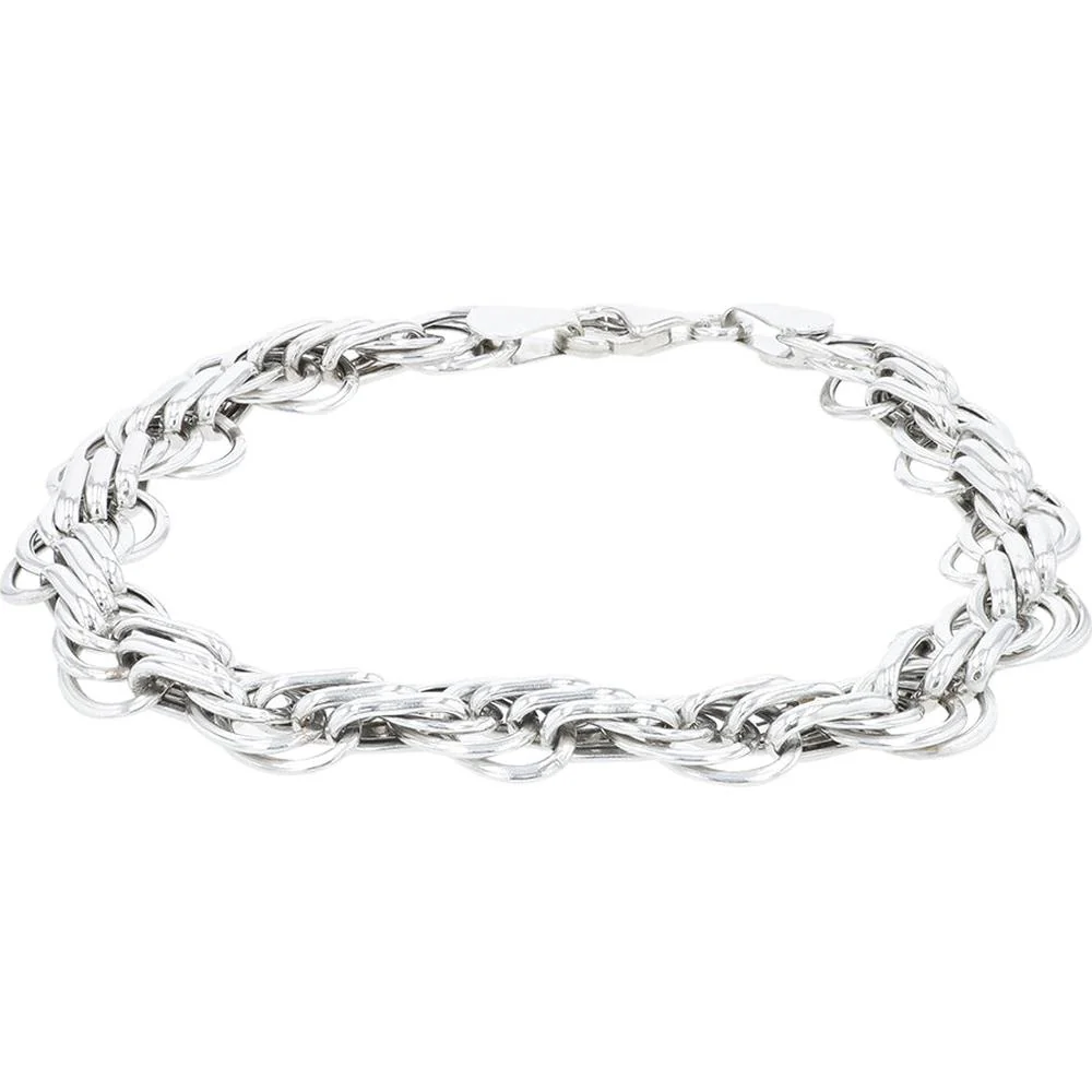 14K White Gold 7.5 - Inch Interlaced Chain Bracelet - 7.45g Total Weight - Image 2